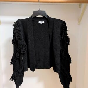 525 Fringe Open Cardigan Black Size xs